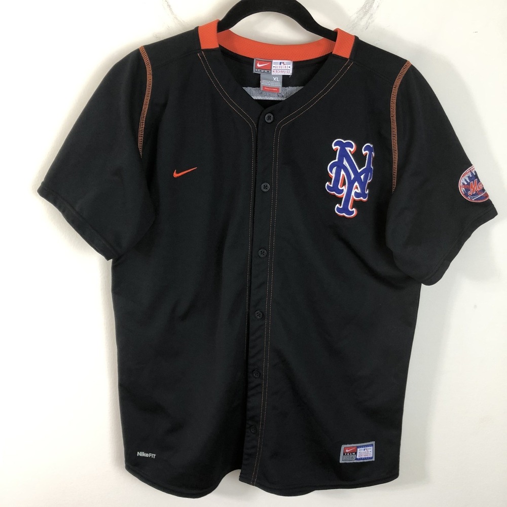 Vintage Nike Team New York Mets Johan Santana #57 Stitched Jersey Youth XL Black